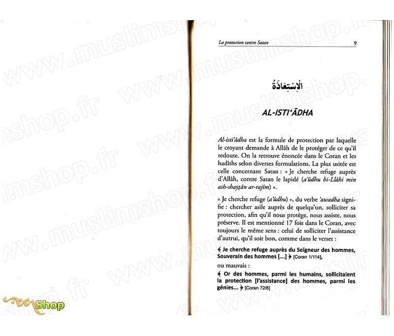 Al Isti'adha La protection contre Satan Tawhid Livre > Islam > Tawhid / Aqidah (Croyance) 9782848621593 Librairie Musulmane Al-imen