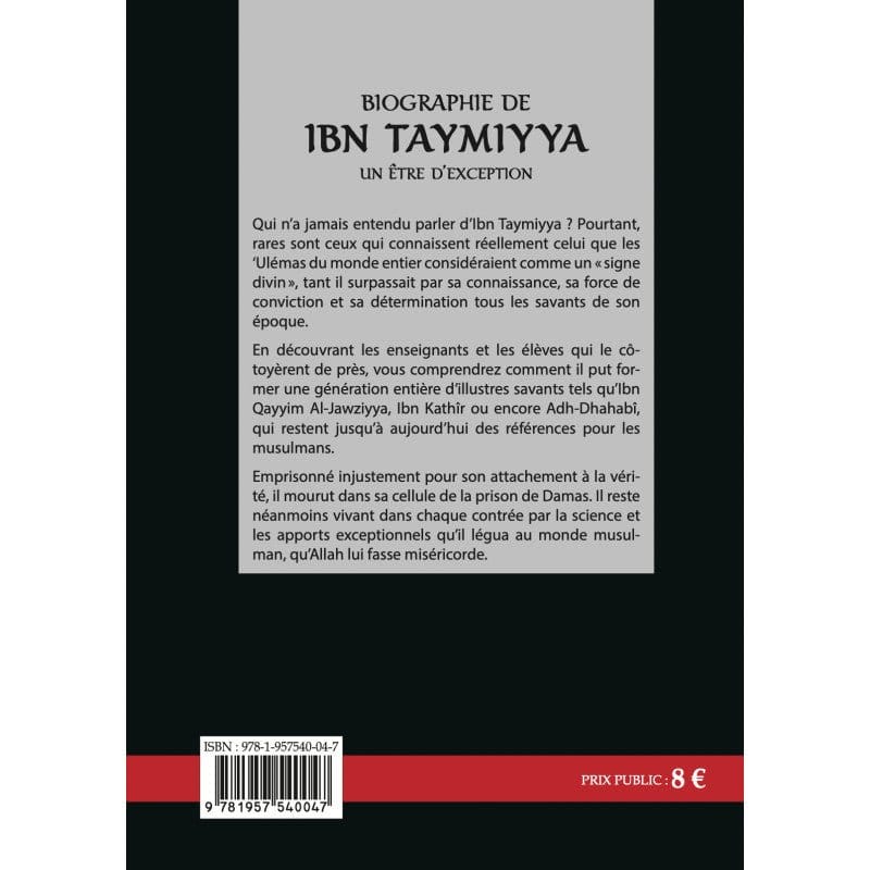 Biographie de Ibn Taymiyya : un être d’exception, Collection figures musulmans Albidar Livre > Islam > Biographie 9781957540047 Librairie Musulmane Al-imen