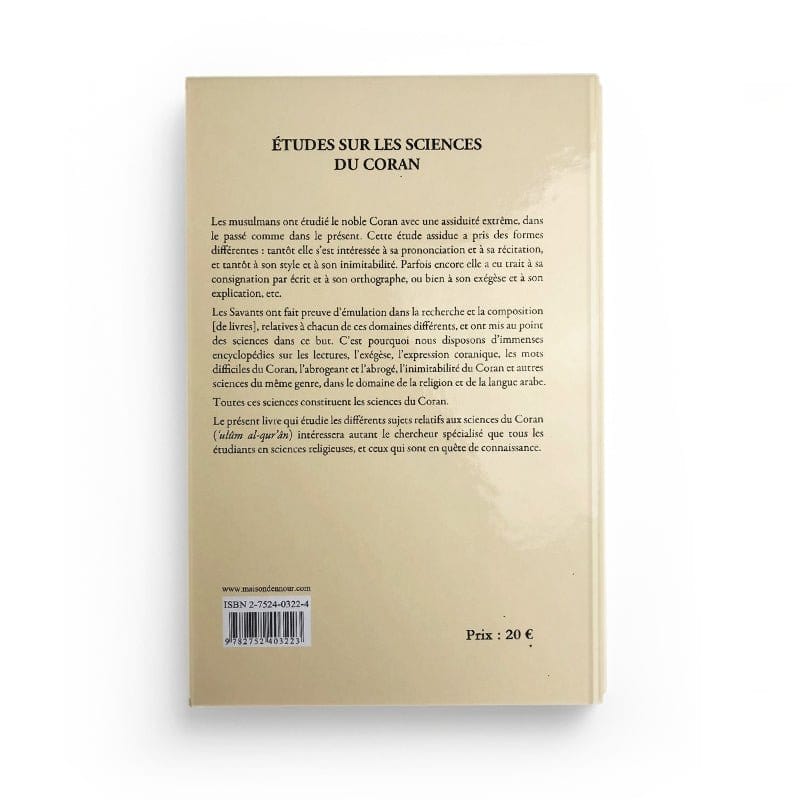 Etudes sur les sciences du Coran - Al-Qasabi Zalat Maison d'Ennour Livre > Islam 9782752403223 Librairie Musulmane Al-imen