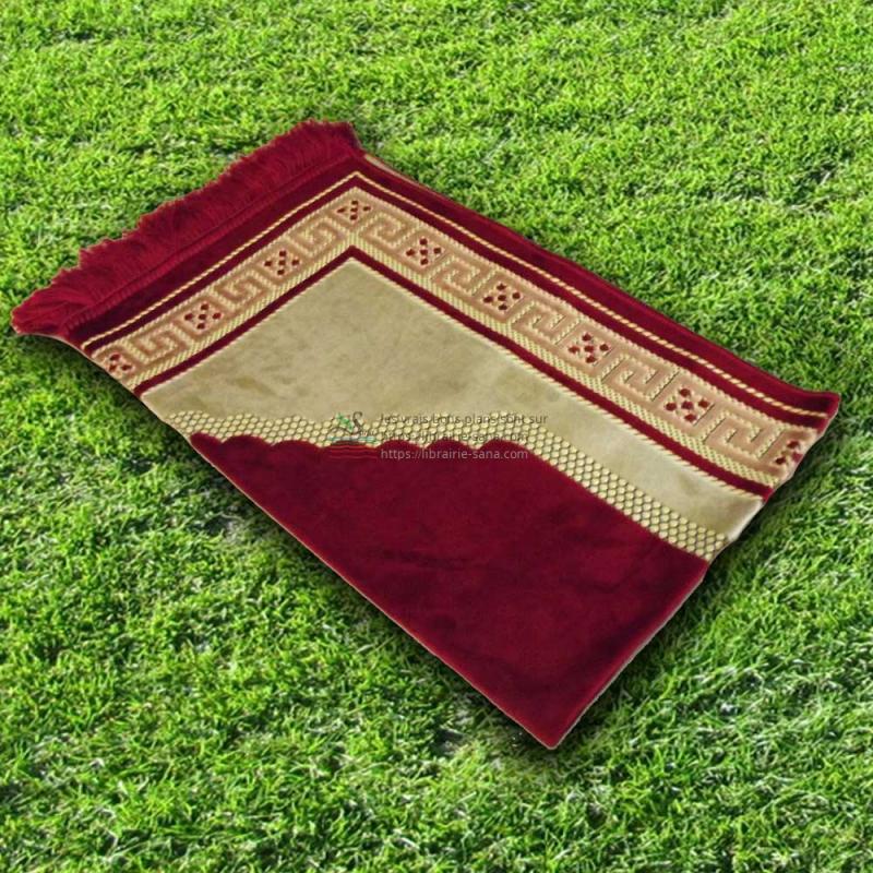 Tapis prière velours luxe - couleur rouge carmin Sana Tapis de prière > Velours 3700495403696 Librairie Musulmane Al-imen