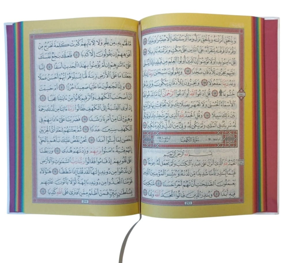 Le Coran Arc-en-ciel version arabe (Lecture Hafs) - Couverture couleur Noire de luxe - Rainbow - Editions Orientica - Intérieur du livre