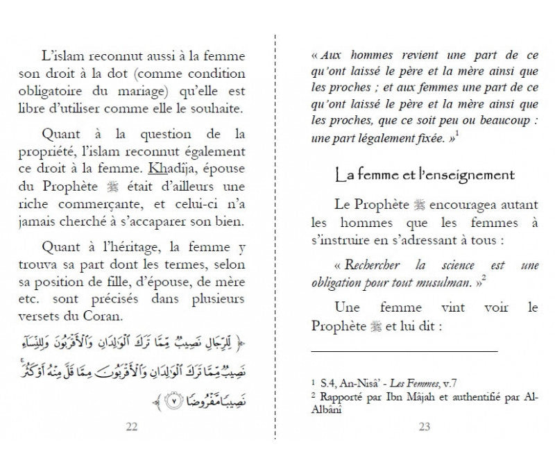 Le Prophète Muhammad (SAW) et la femme - pages 22 et 23