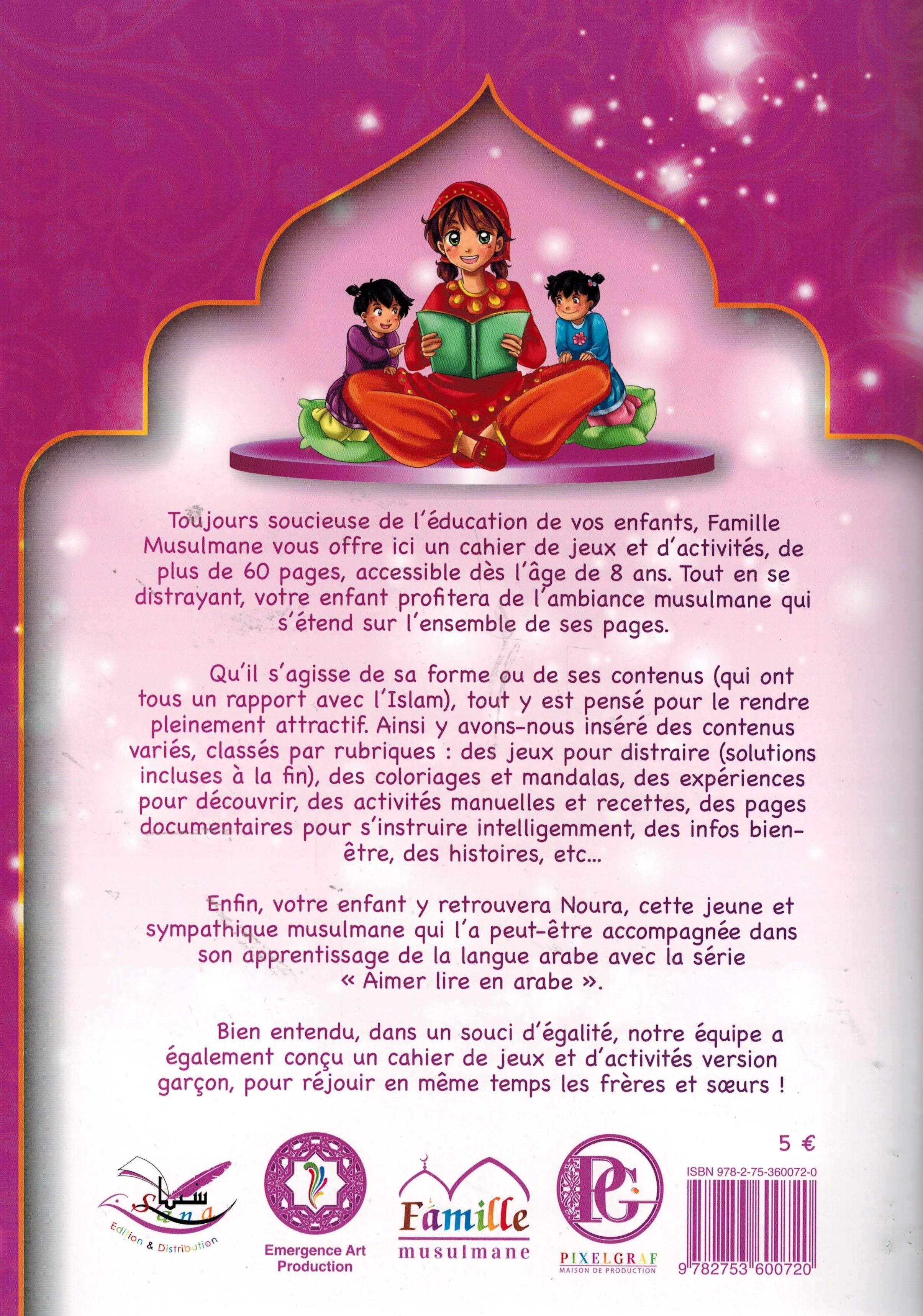 Verso du livre : Série Mumti’a - Cahier d'activités for muslima - à partir de 8 ans - Éditions Sana