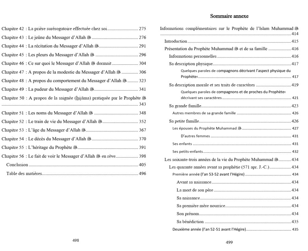 Sharh Shamâ’il An-Nabî ﷺ - Comment était le Prophète de l’Islam ? (ses vertus, son caractère, ses habitudes…) - Éditions Al-Haramayn - Sommaires