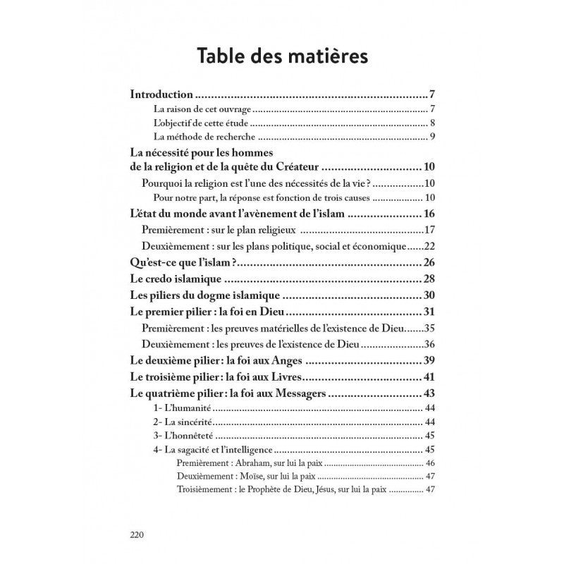 A la découverte de l'Islam - Hamid Muhammad Ghanim - éditions Al-Hadîth - Tables des matières