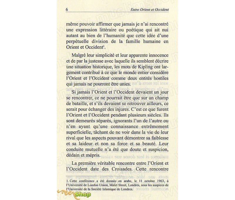 Entre l’Orient et l’Occident Tawhid Livre > Islam > Essai 9782909087559 Librairie Musulmane Al-imen