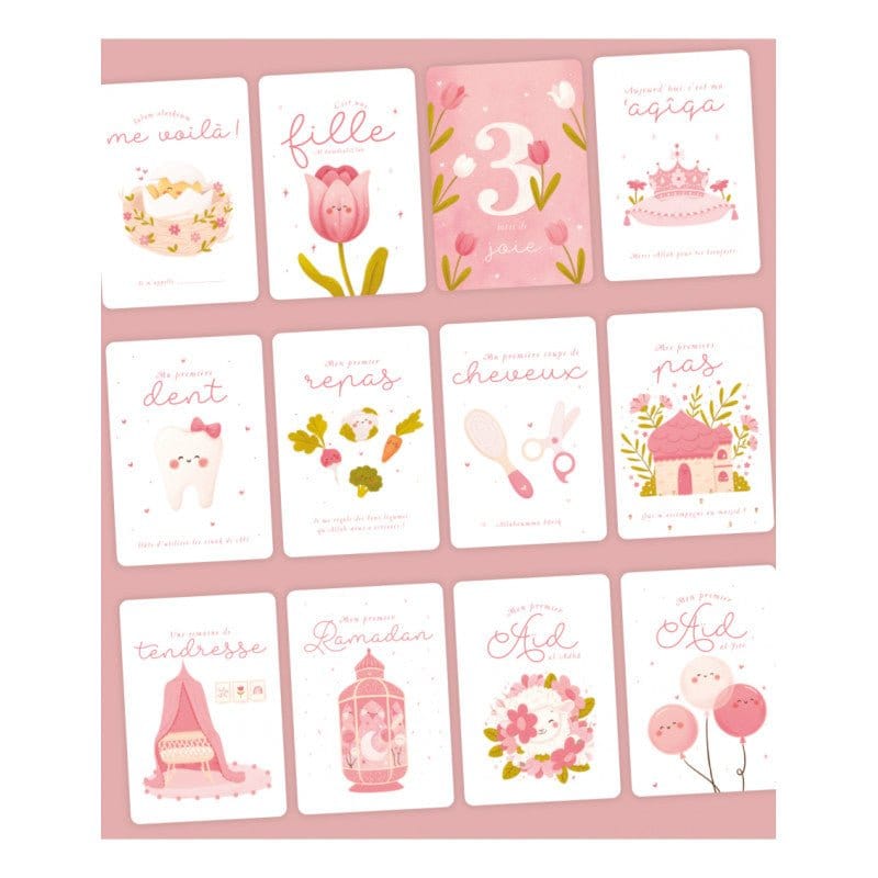 Ma première année : Cartes-étapes de mon bébé musulman (Version fille Rose) - Dès 3 ans - DeeniLearn DeeniLearn Jeu Islam 9782931241196 Librairie Musulmane Al-imen